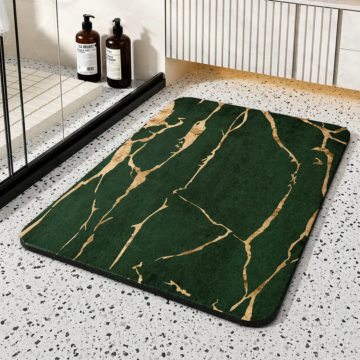Quick-Dry Diatomite Bath Mat Non-Slip Marble Pattern Rug