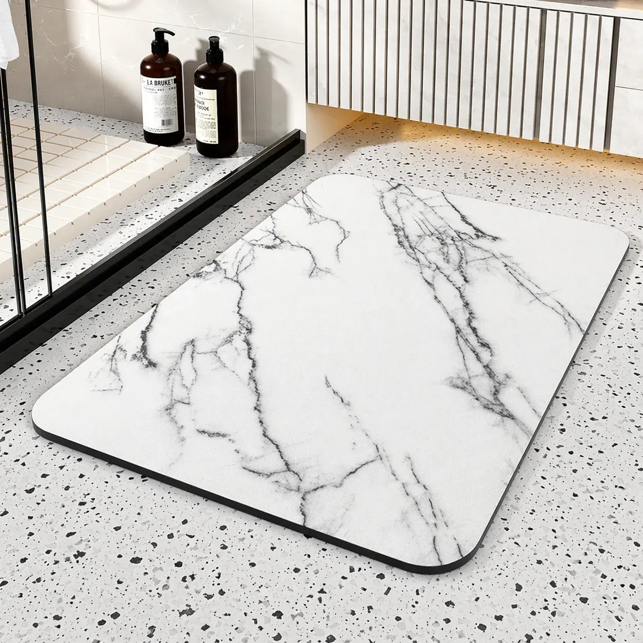Quick-Dry Diatomite Bath Mat Non-Slip Marble Pattern Rug