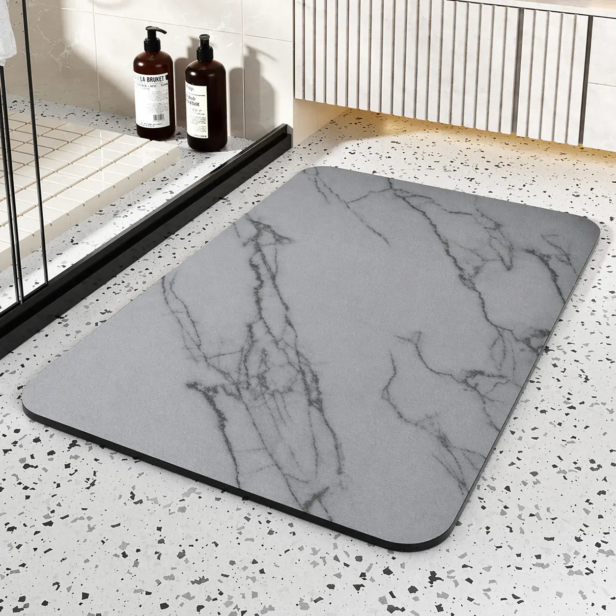 Quick-Dry Diatomite Bath Mat Non-Slip Marble Pattern Rug