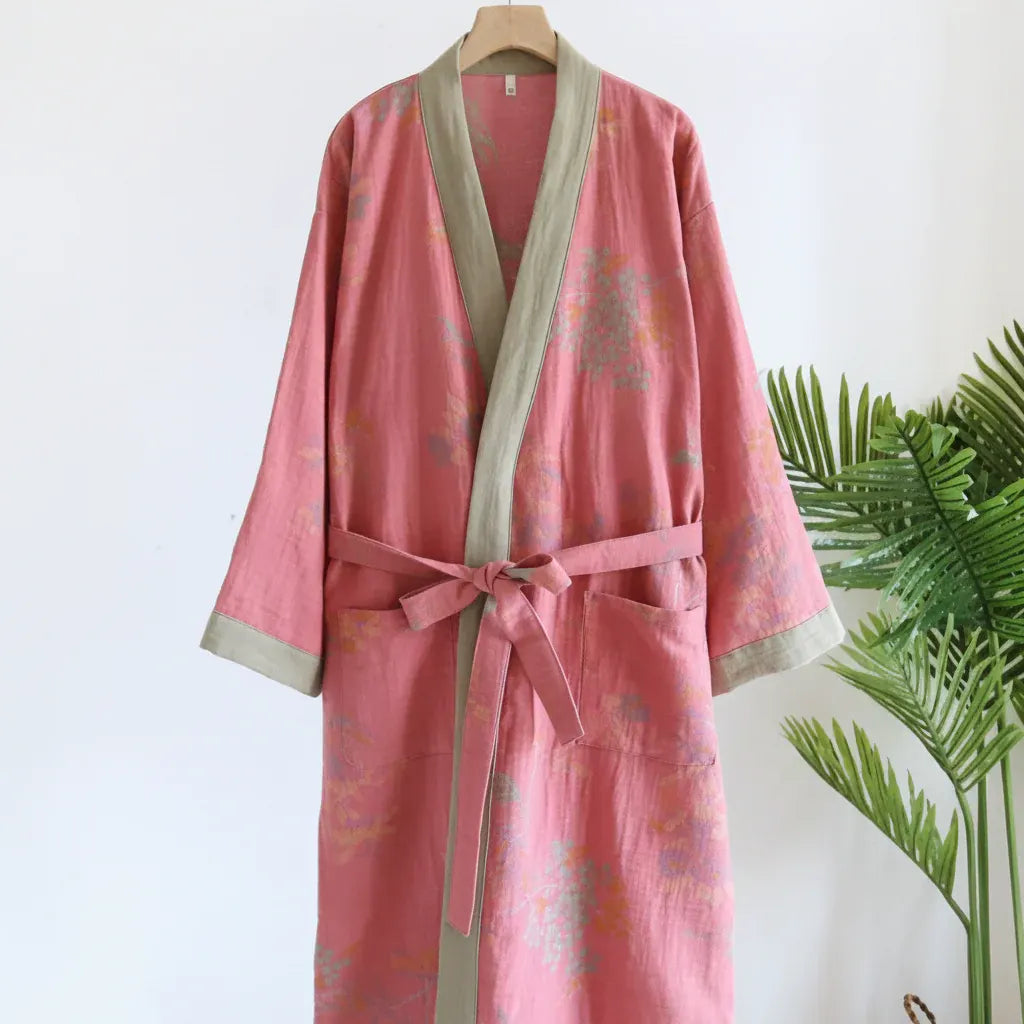Quick-Dry Waffle Weave Bathrobe with Retro-Inspired Lightweight Design