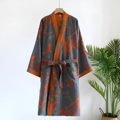 Quick-Dry Waffle Weave Bathrobe with Retro-Inspired Lightweight Design