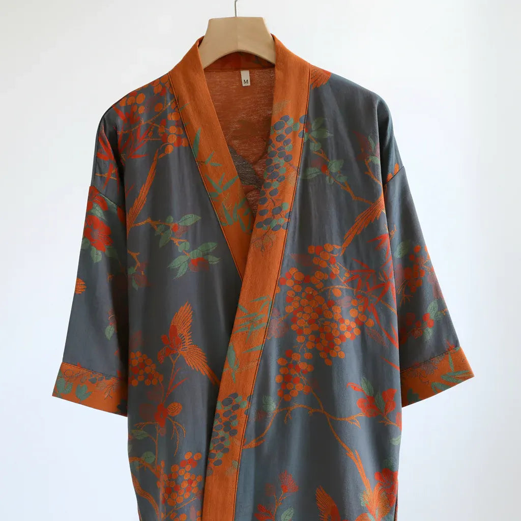 Quick-Dry Waffle Weave Bathrobe with Retro-Inspired Lightweight Design