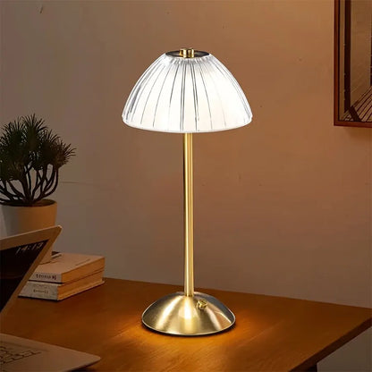 Rechargeable Table Lamp with Gold Finish and USB Charging Port