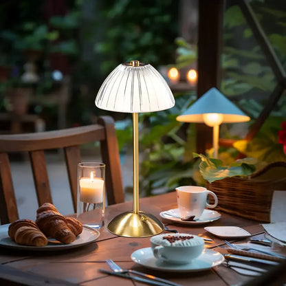 Rechargeable Table Lamp with Gold Finish and USB Charging Port