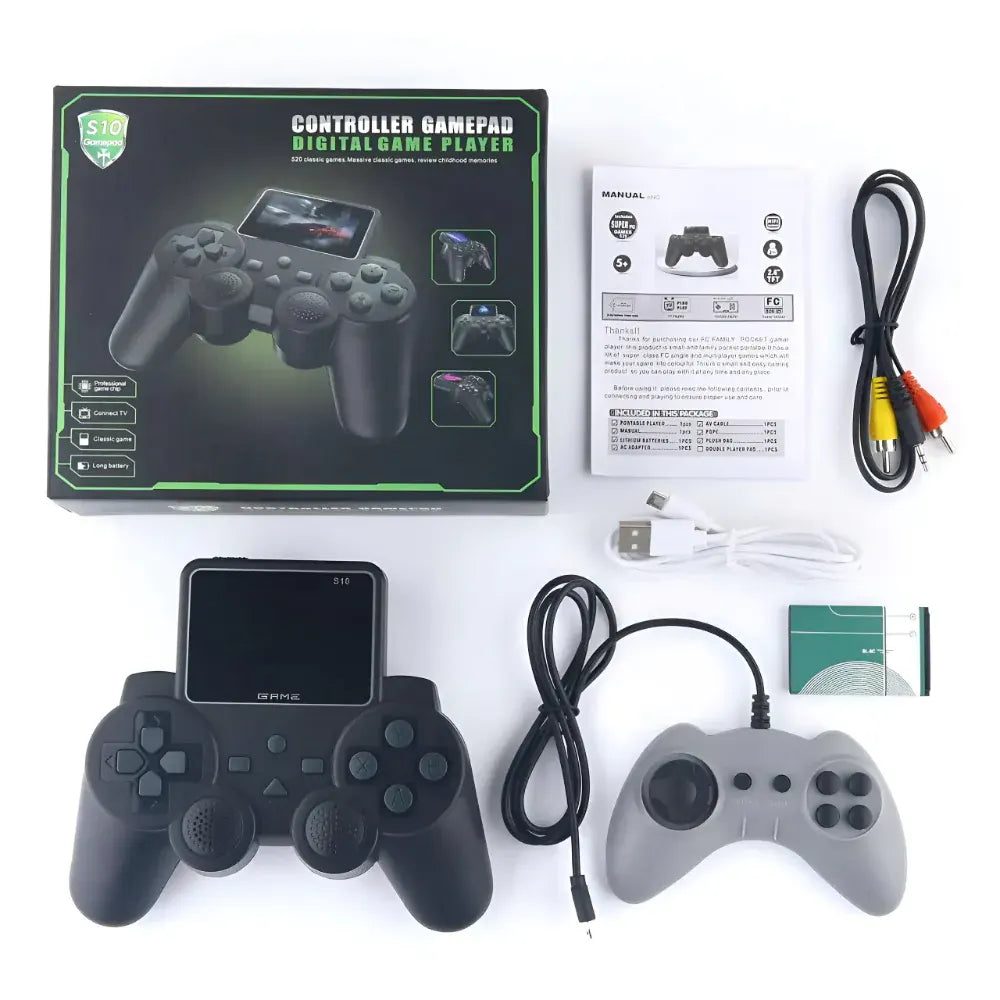 Retro Handheld Gaming Console with Wireless Controller Set