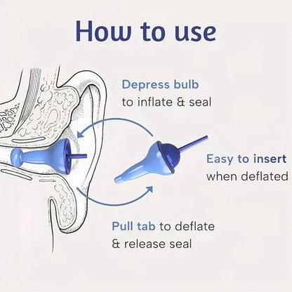 Reusable Inflatable Earplugs - Noise Cancelling & Waterproof Medical Silicone, 35dB Sound Reduction