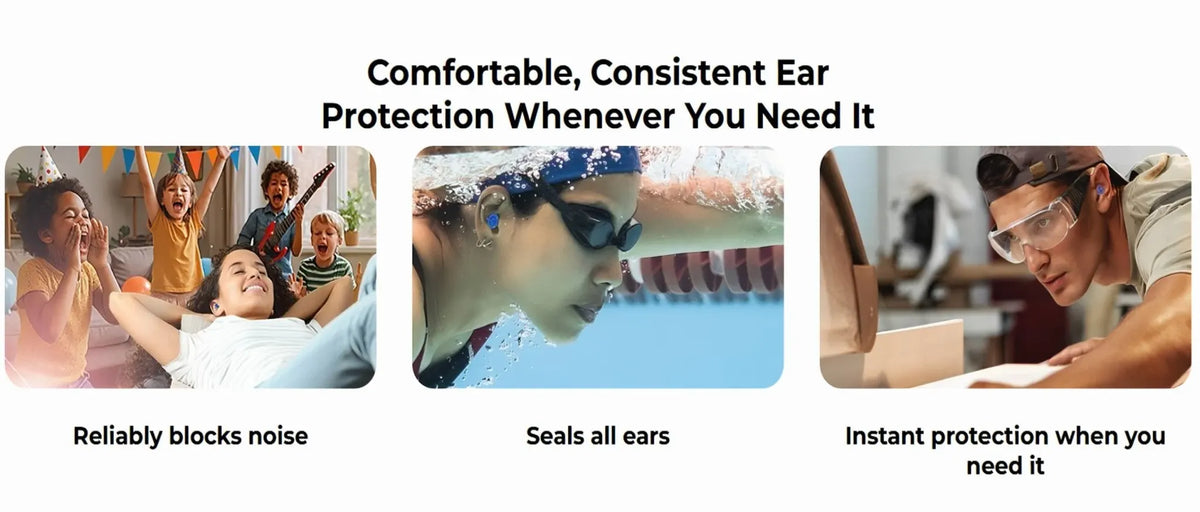 Reusable Inflatable Earplugs - Noise Cancelling & Waterproof Medical Silicone, 35dB Sound Reduction