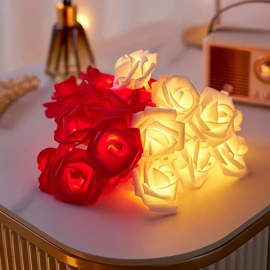 Rose Flower Battery-Powered String Lights for Romantic Decor