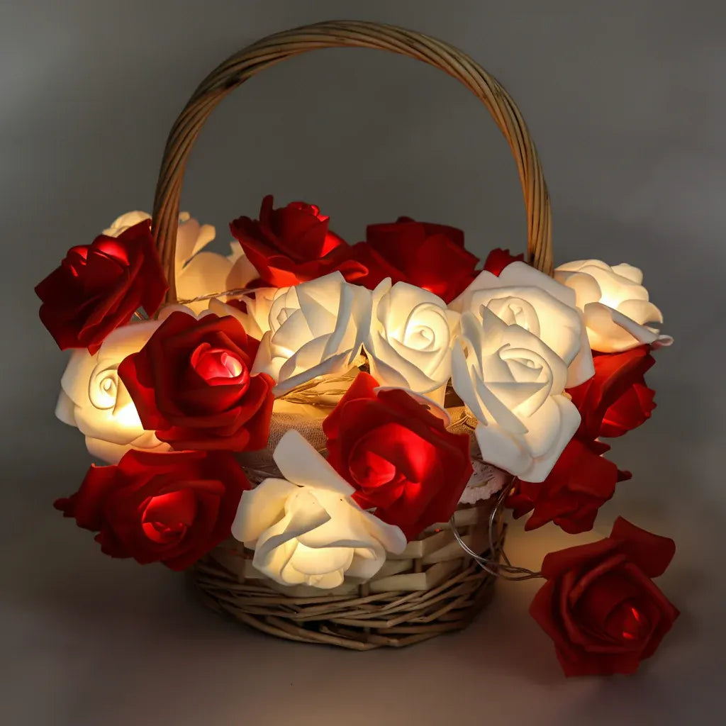 Rose Flower Battery-Powered String Lights for Romantic Decor