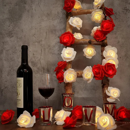 Rose Flower Battery-Powered String Lights for Romantic Decor