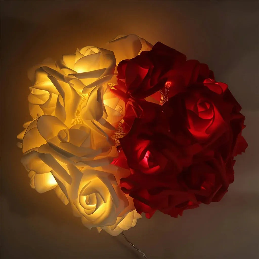 Rose Flower Battery-Powered String Lights for Romantic Decor