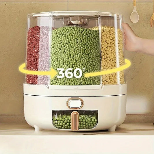 Rotating Airtight Food Storage Container | Large-Capacity 360° Grain & Cereal Dispenser