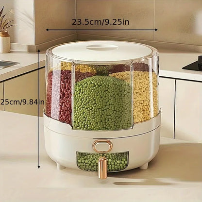 Rotating Airtight Food Storage Container | Large-Capacity 360° Grain & Cereal Dispenser