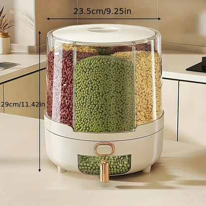 Rotating Airtight Food Storage Container | Large-Capacity 360° Grain & Cereal Dispenser
