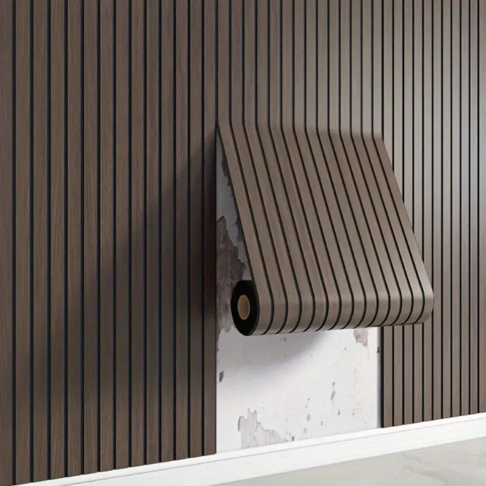 Self-Adhesive PVC 3D Wood-Effect Wall Panel Roll for Home Decor