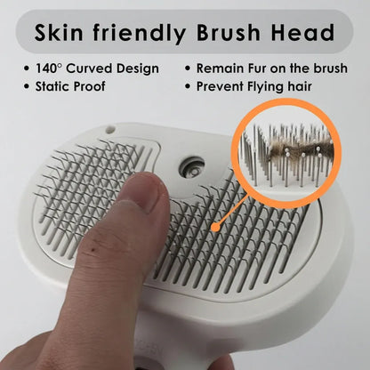 Self-Cleaning Silicone Pet Grooming Comb with Massage Spray Function