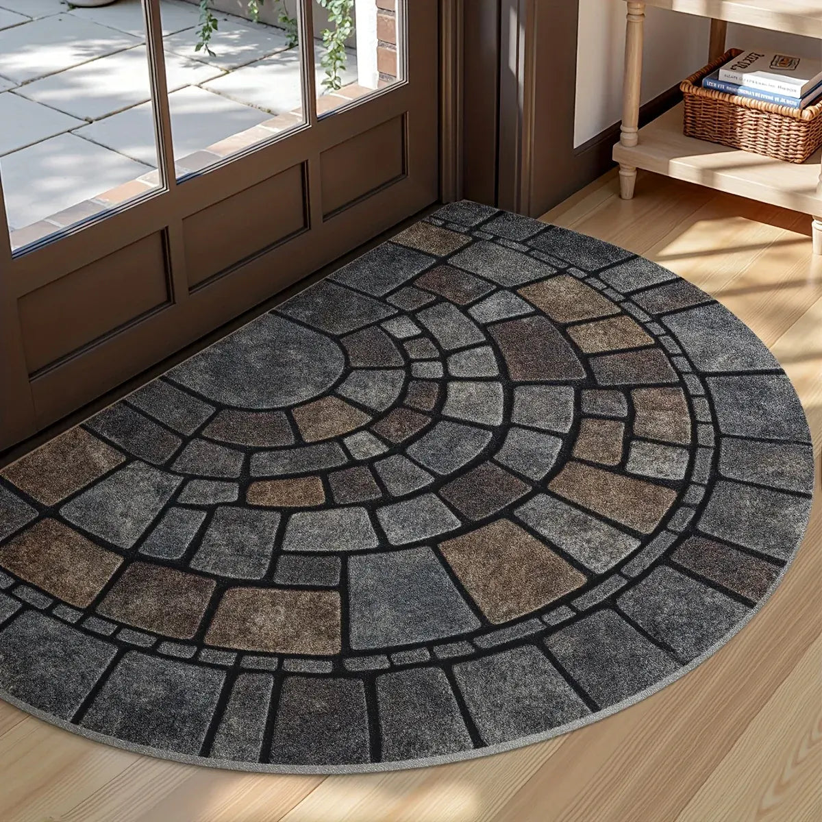 Semi-Circle Mosaic Doormat for Indoor and Outdoor Use