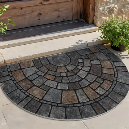 Semi-Circle Mosaic Doormat for Indoor and Outdoor Use