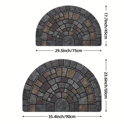 Semi-Circle Mosaic Doormat for Indoor and Outdoor Use