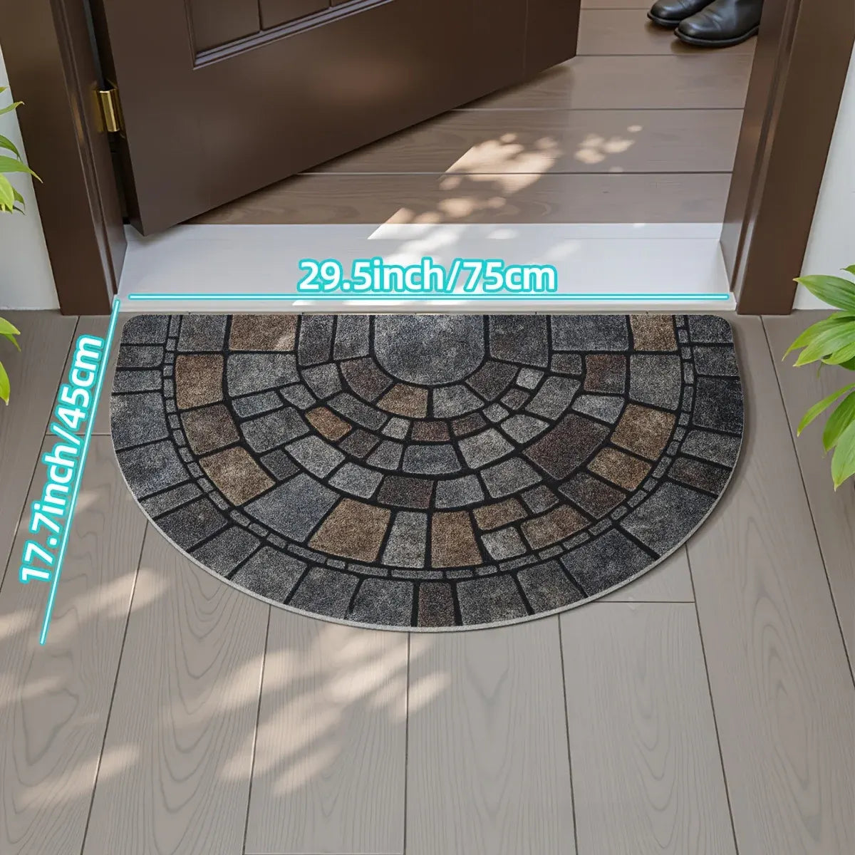 Semi-Circle Mosaic Doormat for Indoor and Outdoor Use