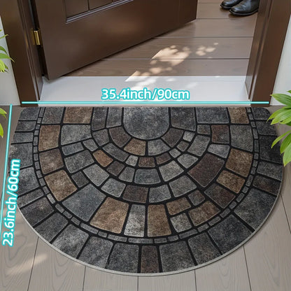 Semi-Circle Mosaic Doormat for Indoor and Outdoor Use
