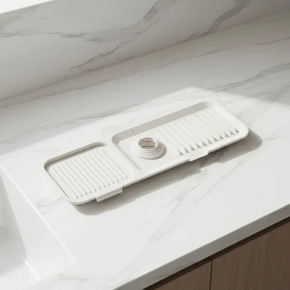 Silicone Sink Faucet Mat with Self-Draining Drip Catcher Design