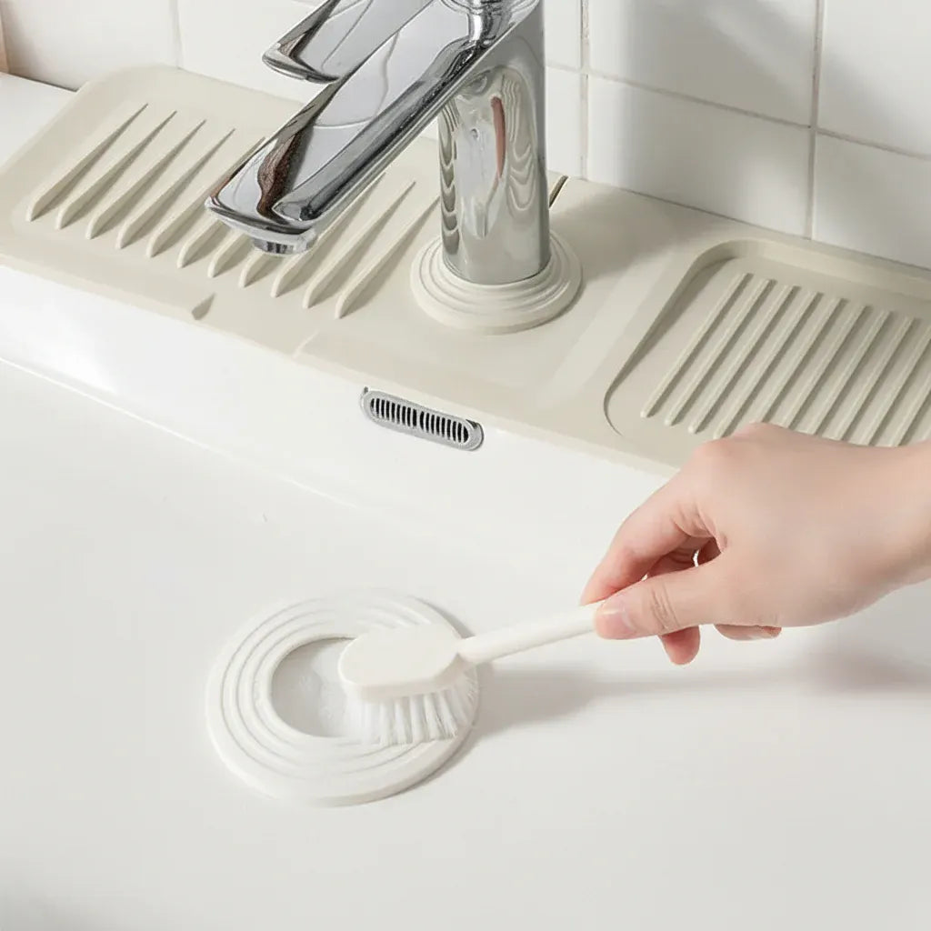 Silicone Sink Faucet Mat with Self-Draining Drip Catcher Design