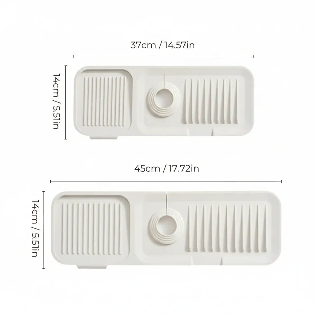 Silicone Sink Faucet Mat with Self-Draining Drip Catcher Design