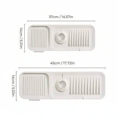 Silicone Sink Faucet Mat with Self-Draining Drip Catcher Design