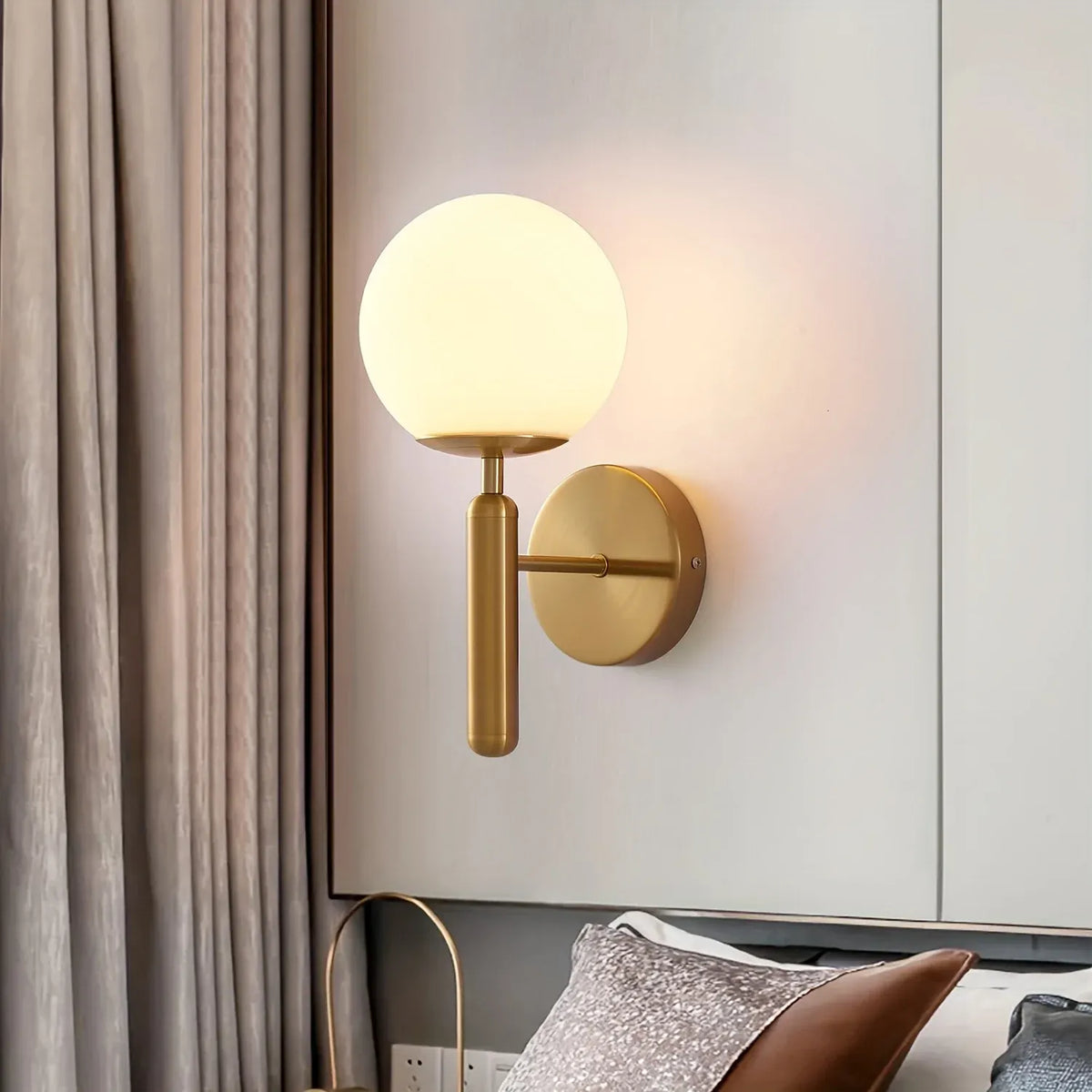 Sleek Round Glass Wall Sconce with Polished Metal Semi-Flush Mount Fixture