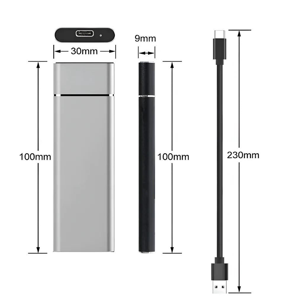 Slim Aluminum Portable USB External Hard Drive Storage