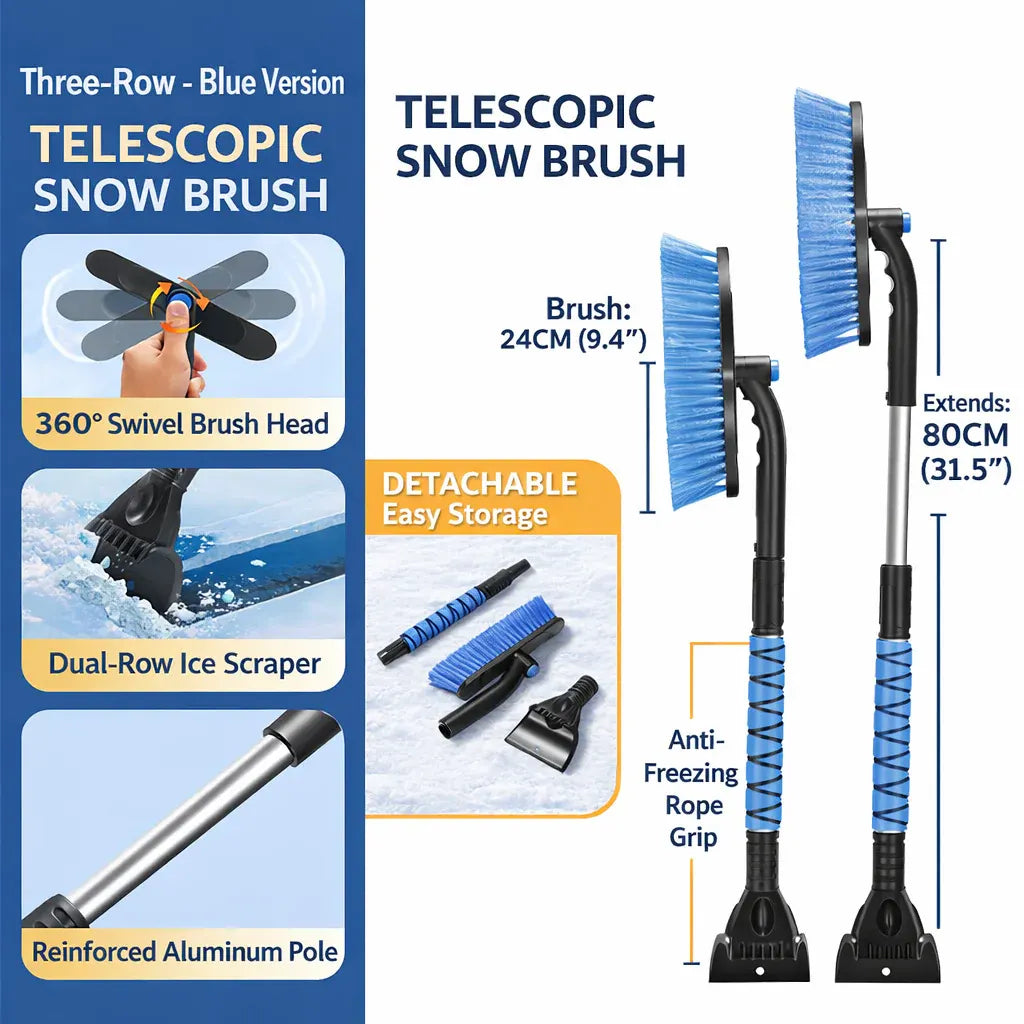 Snow Removal Windshield Ice Scraper & Brush Combo Tool