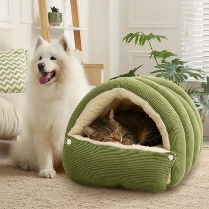 Soft Plush Cat Cave Bed - Cozy Indoor Sleeping House for Pets