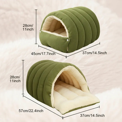 Soft Plush Cat Cave Bed - Cozy Indoor Sleeping House for Pets
