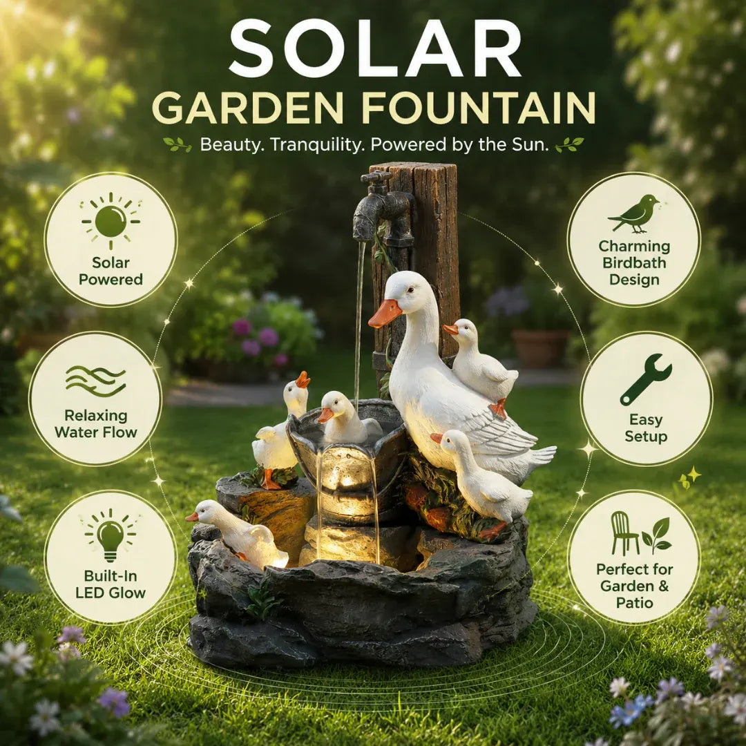 Solar-Powered Garden Birdbath Fountain for Outdoor Décor