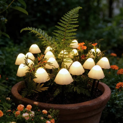 Solar-Powered Mushroom Garden Stake Lights Set