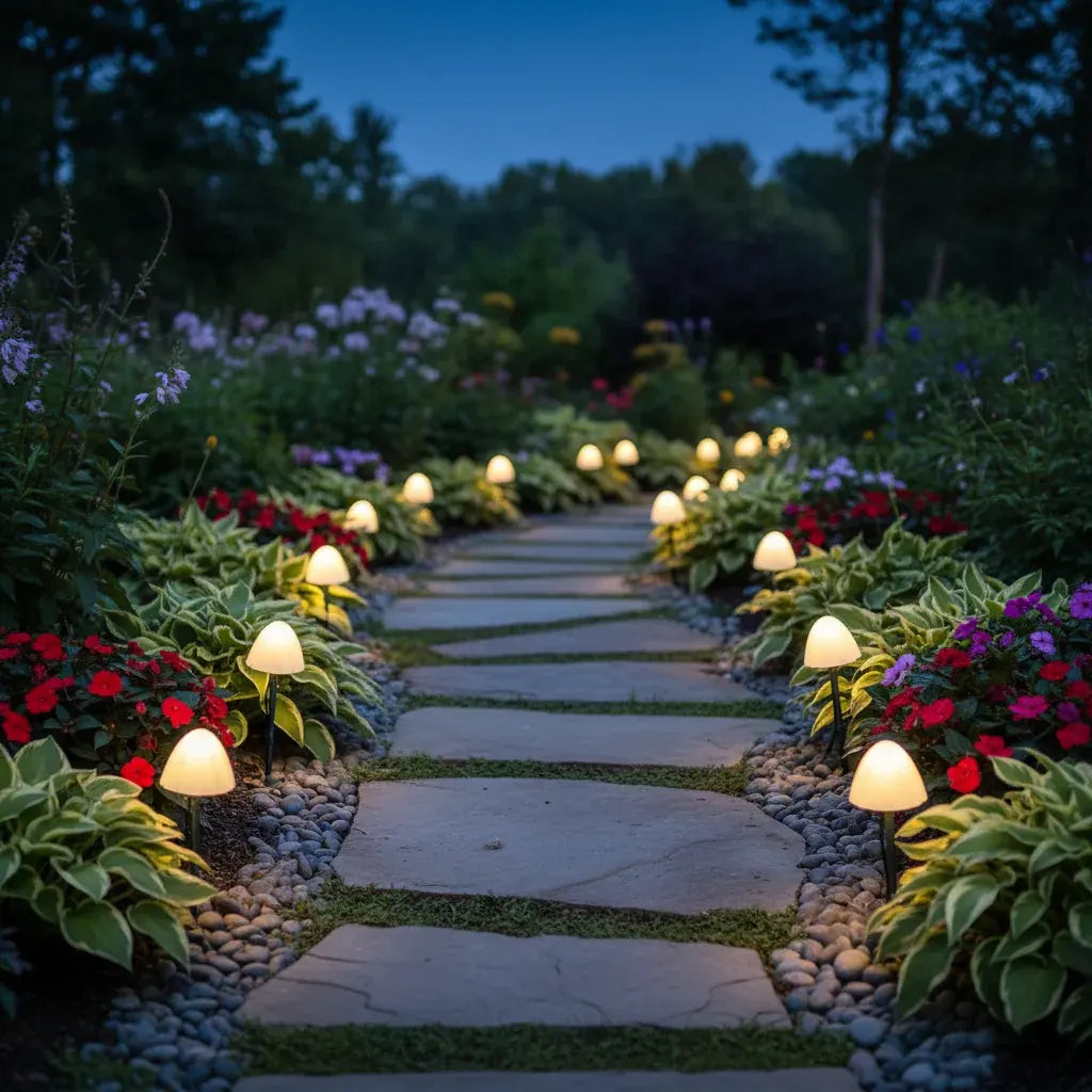Solar-Powered Mushroom Garden Stake Lights Set