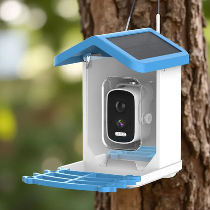 Solar-Powered Smart Bird Feeder with Outdoor Roof Camera and Video Recording