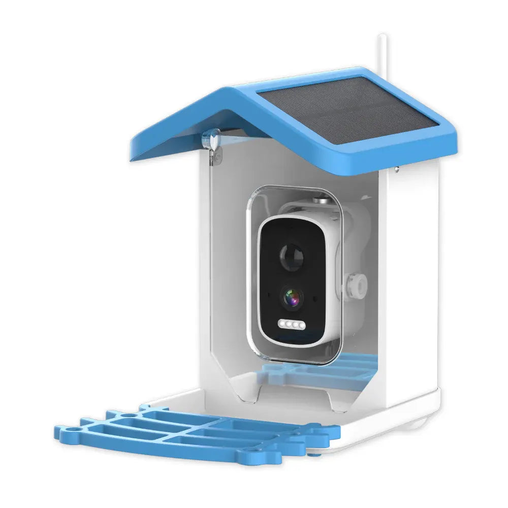 Solar-Powered Smart Bird Feeder with Outdoor Roof Camera and Video Recording