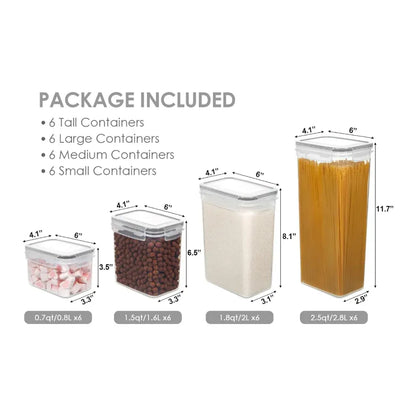 Stackable Airtight Clear Kitchen Food Storage Container Set
