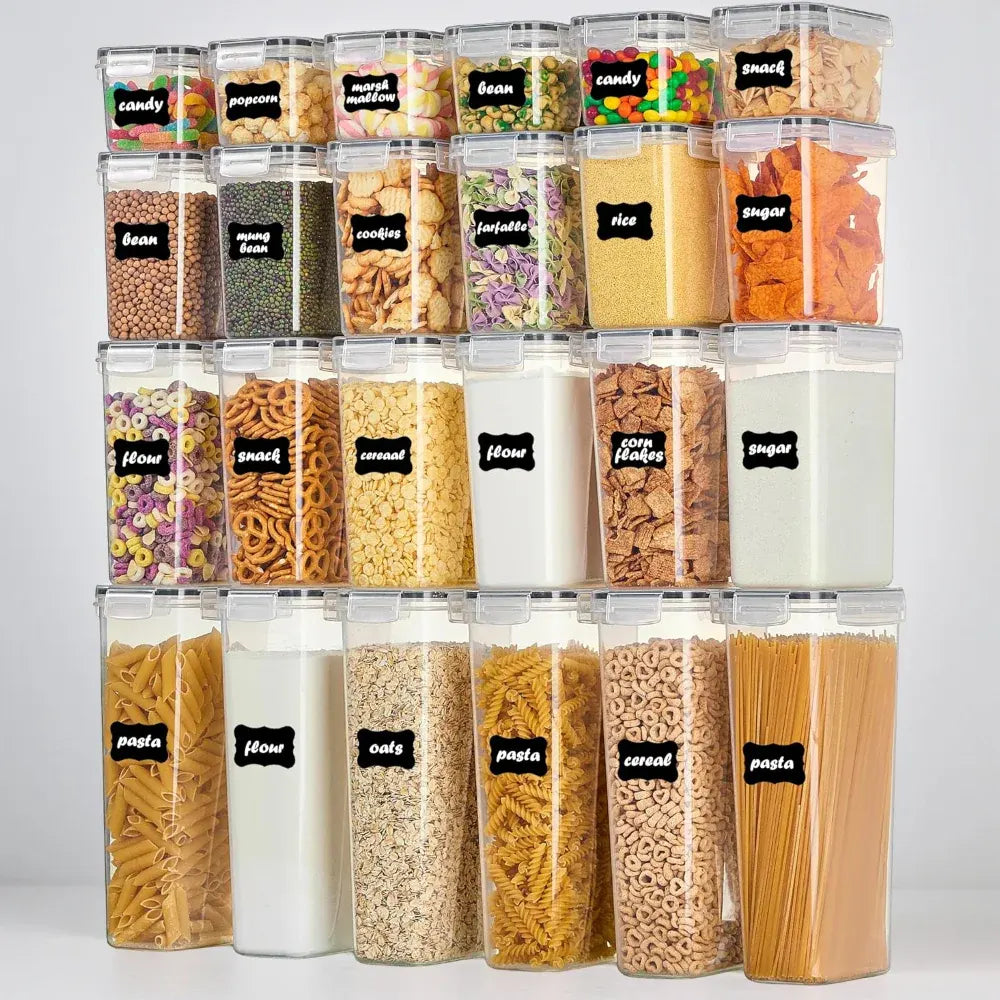 Stackable Airtight Clear Kitchen Food Storage Container Set