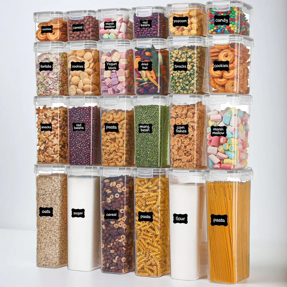 Stackable Airtight Clear Kitchen Food Storage Container Set