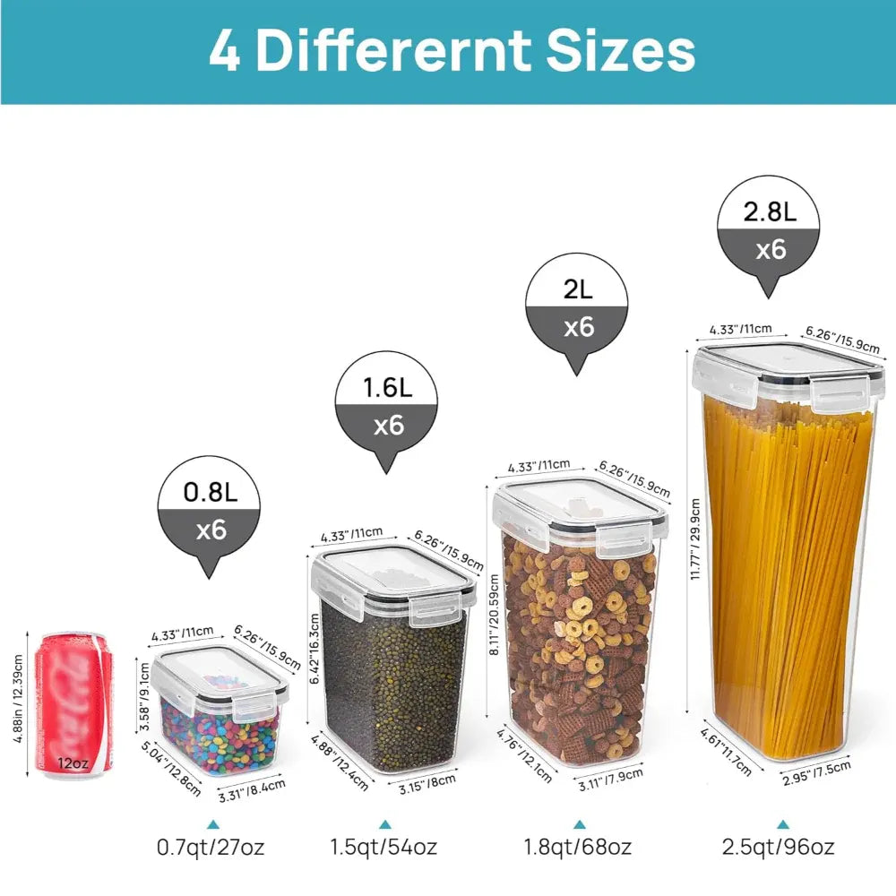 Stackable Airtight Clear Kitchen Food Storage Container Set