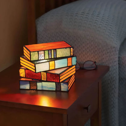 Stained Glass Book-Shaped Table Lamp | Handcrafted Decorative Lighting