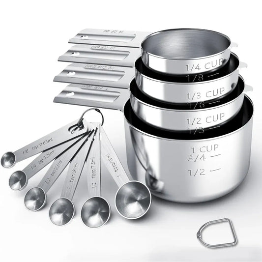 Stainless Steel Measuring Cups & Spoons Set for Baking and Cooking