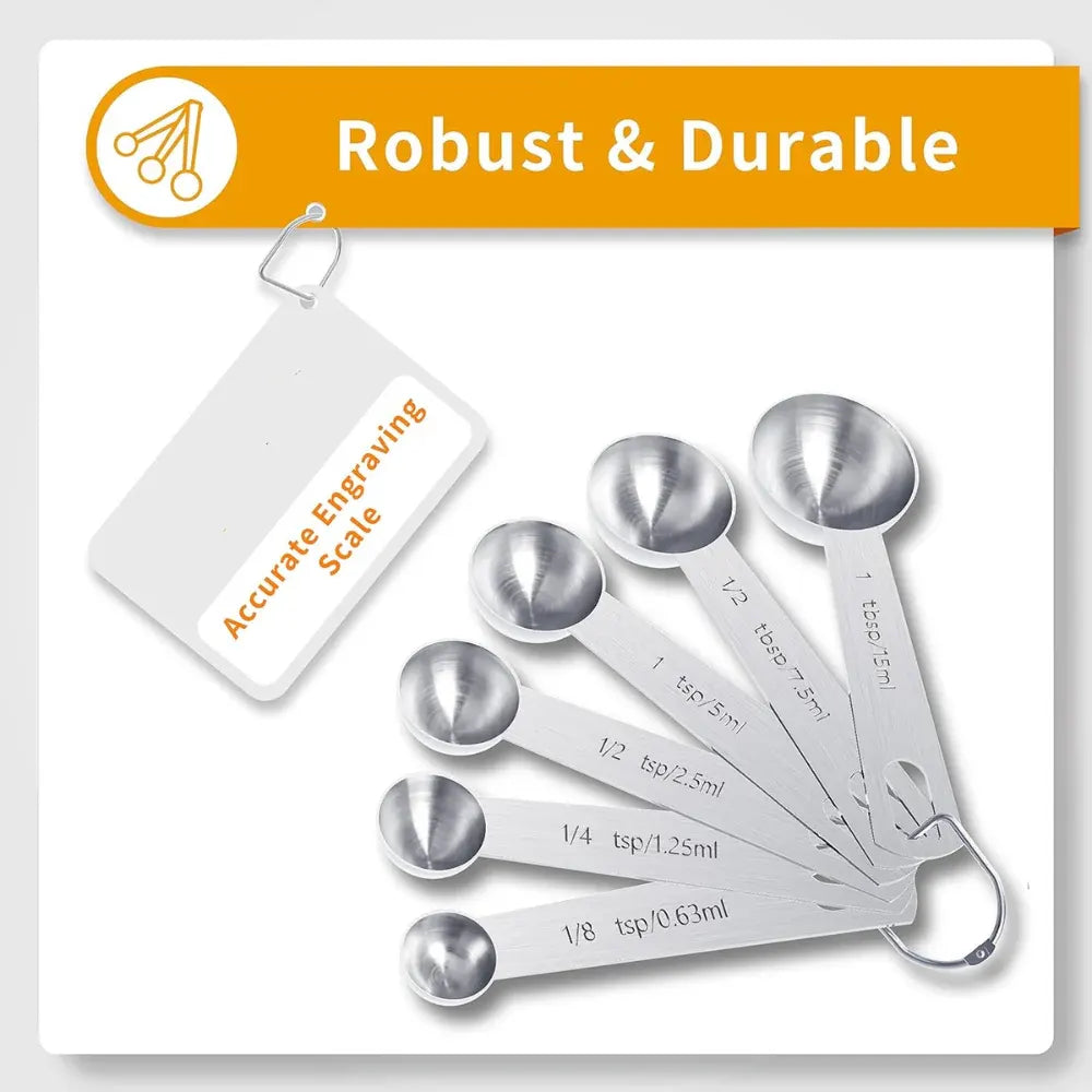 Stainless Steel Measuring Cups & Spoons Set for Baking and Cooking