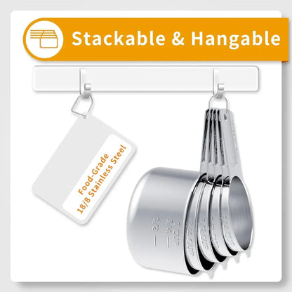 Stainless Steel Measuring Cups & Spoons Set for Baking and Cooking
