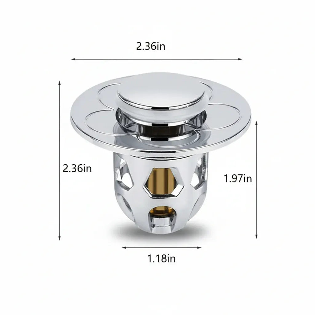 Stainless Steel Pop-Up Bathroom Sink Plug Anti-Clog Drain Stopper