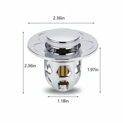Stainless Steel Pop-Up Bathroom Sink Plug Anti-Clog Drain Stopper