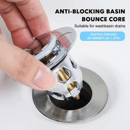 Stainless Steel Pop-Up Bathroom Sink Plug Anti-Clog Drain Stopper
